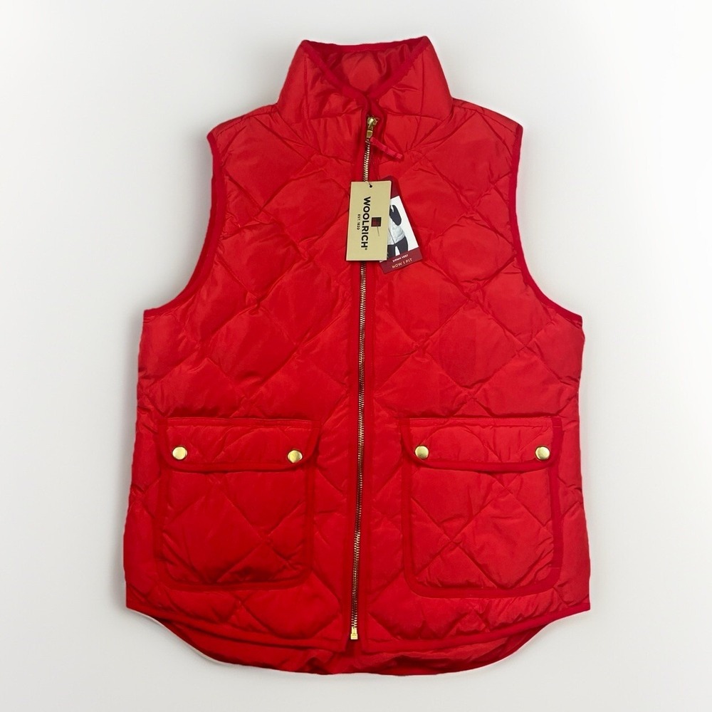 Woolrich Womens Small Poppy Red Full Zip Quilted Down Puffer Vest HLJ0116S